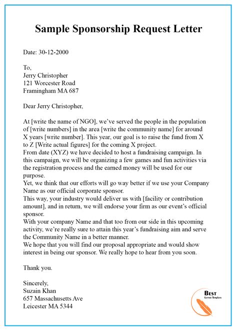sponsorship solicitation letter|How to Write a Sponsorship Letter That Actually Works (With Samples .